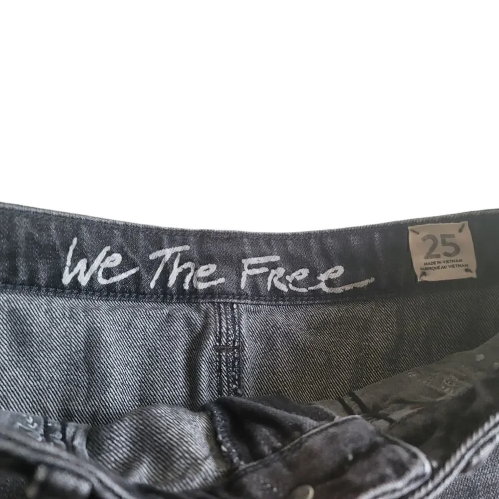 Free People We the Free Black Denim Fringe Skirt - Size 25
